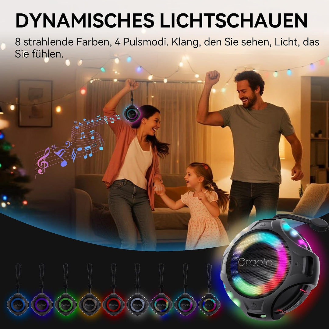 oraolo Bluetooth Lautsprecher Dusche Tragbarer Mini Musikbox | IPX7 Wasserdicht Duschlautsprecher 8H