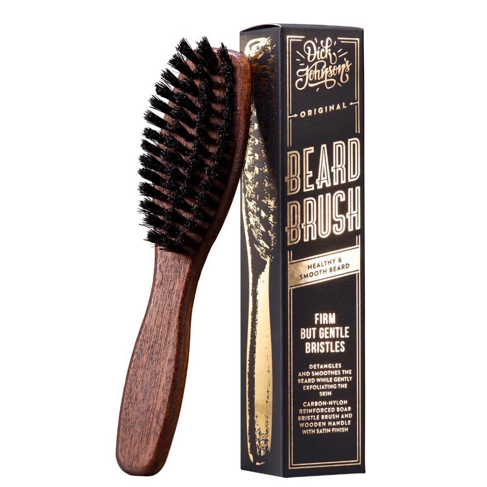 Dick Johnson Bartbürste Männer 15 cm– Wildschweinborsten mit Nylonstiften für Bartpflege & Styling –