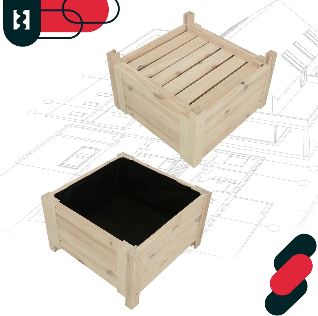 KOTARBAU® Blumenkasten - 50 x 50 x 30 cm - Pflanzkasten mit Vlies - Pflanzkübel gross aussen - Balko