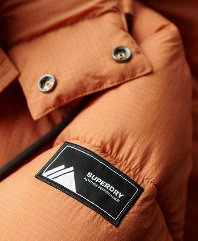 Superdry Damen Ripstop Longline Puffer Jacket Jacke 34 Caramel Grid, 34 Caramel Grid
