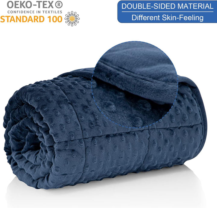Huloo Sleep Gewichtete Decke Twin 6.8 kg für Erwachsene (121.9 cm × 291.9 cm, Marineblau), weiche Mi
