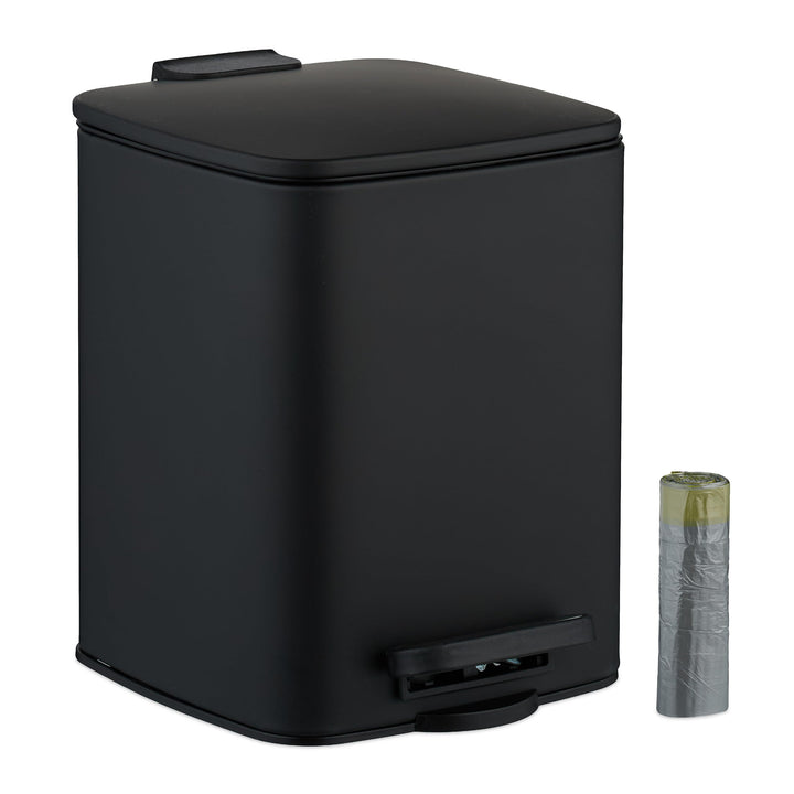 Relaxdays Kosmetikeimer, 6 L, Absenkautomatik, entnehmbarer Inneneimer, Metall, Bad Mülleimer, inkl.