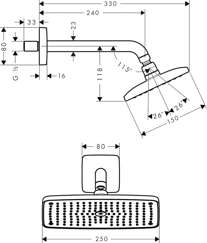 hansgrohe Raindance E 240 Air Duschkopf, Kopfbrause für Wandmontage, Chrom, 1 Strahlart 1 Strahlart