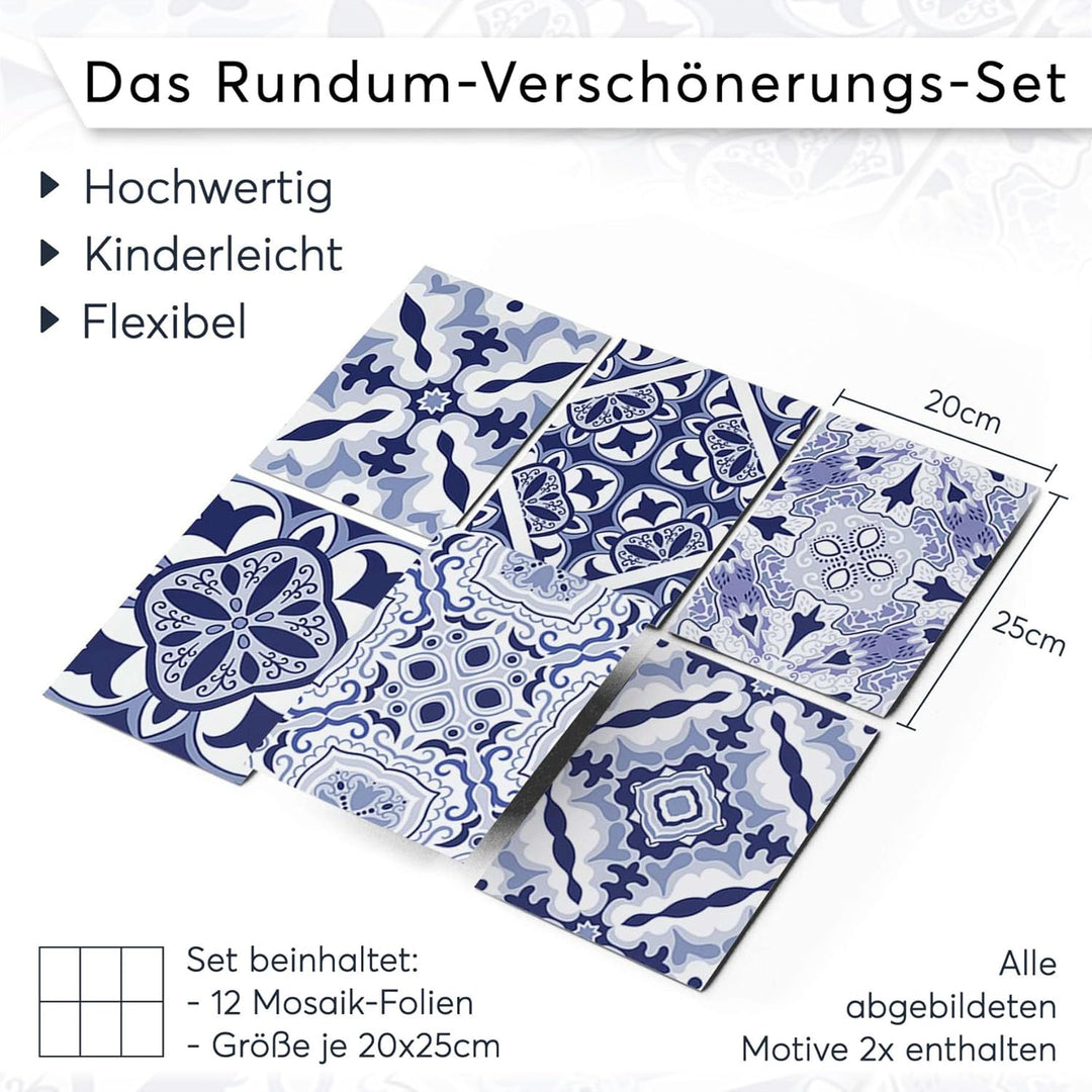 CREATISTO Mosaik-Fliesen Fliesensticker Fliesenfolie - Hochwertige Aufkleber Sticker für Fliesen I K