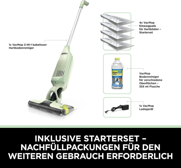 Shark VacMop 2-in-1 kabelloser Staubsauger und Sprühmopp für Hartböden, 4 Einwegpads, 355 ml Bodenre