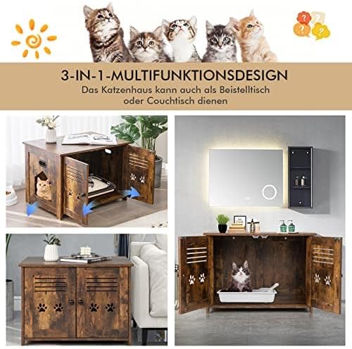 FANTASK Haustierschrank Katzentoilette, Katzenhöhle mit 2 Türen & Eingang, für Katzen Hunde Haustier