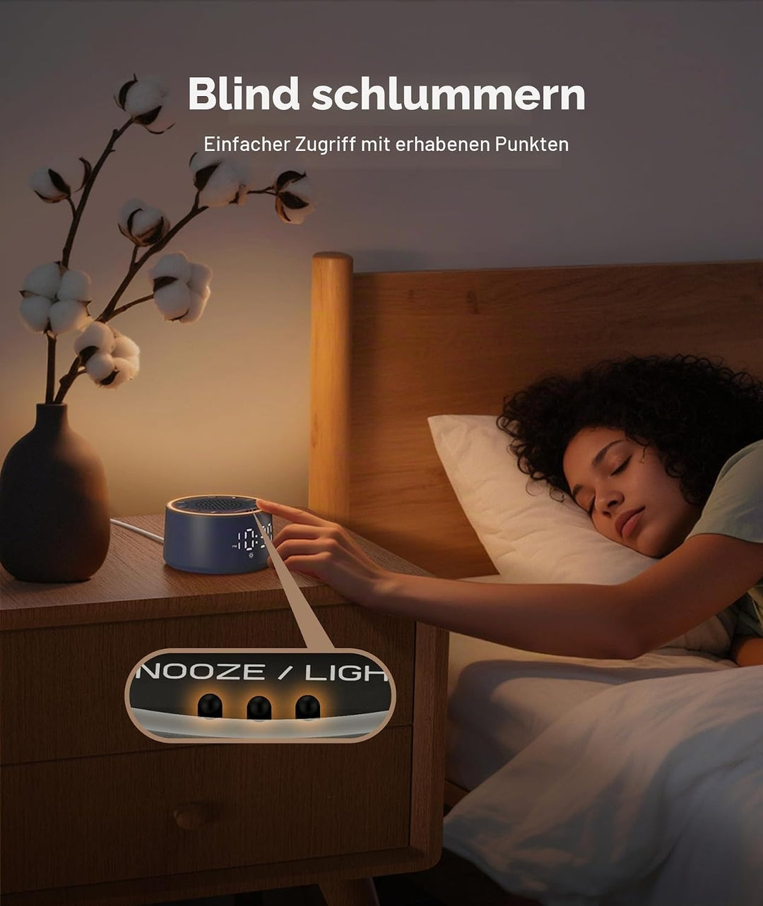 Dreamegg Sound Machine &amp; Wecker – Weissrauschgerät mit 7 Wecktönen, Dimmbarem Nachtlicht (0-100%), f