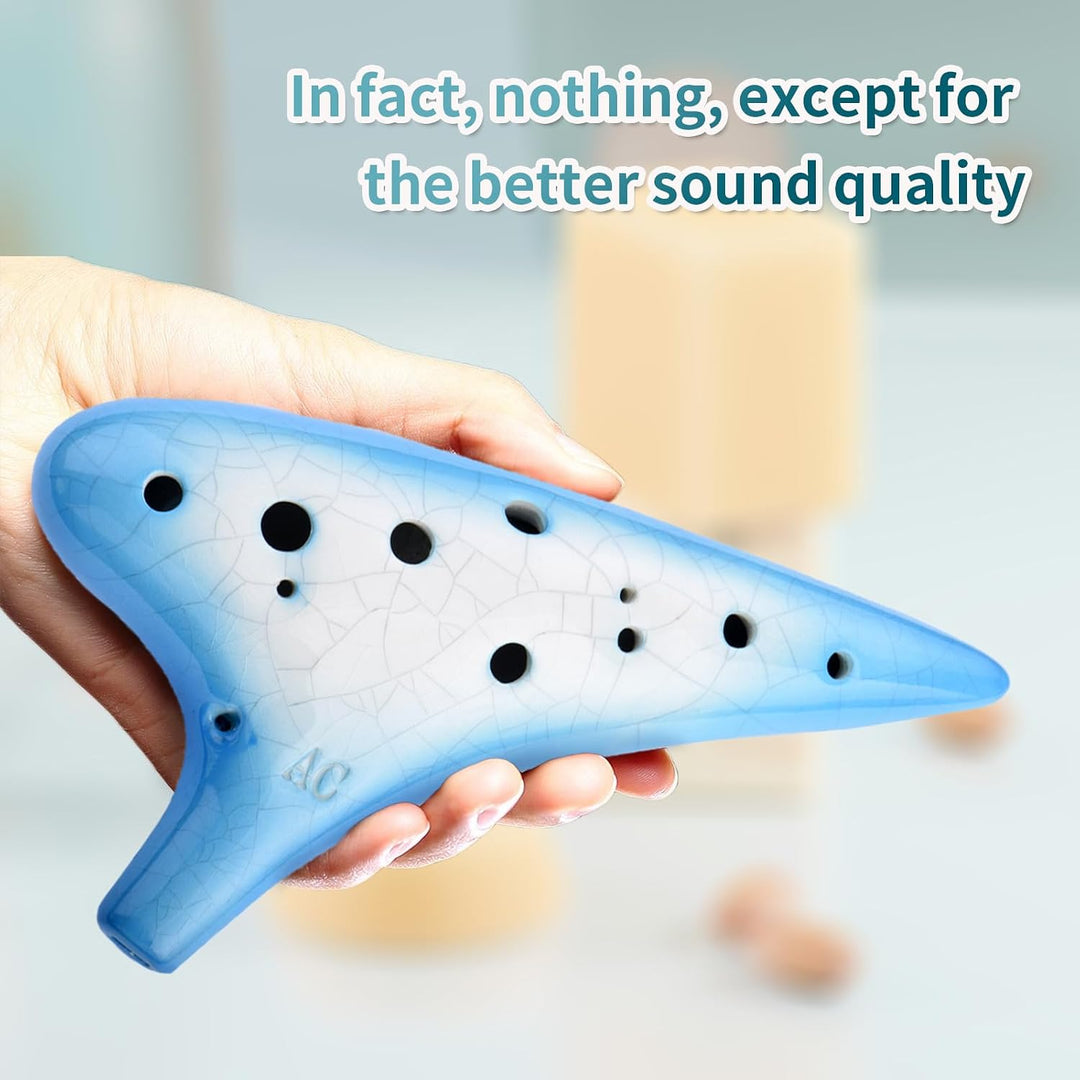 AFE 12 Loch Alto C Okarina Keramik Ocarina mit einer schützenden Tasche und Songbooks Gradient Blue,