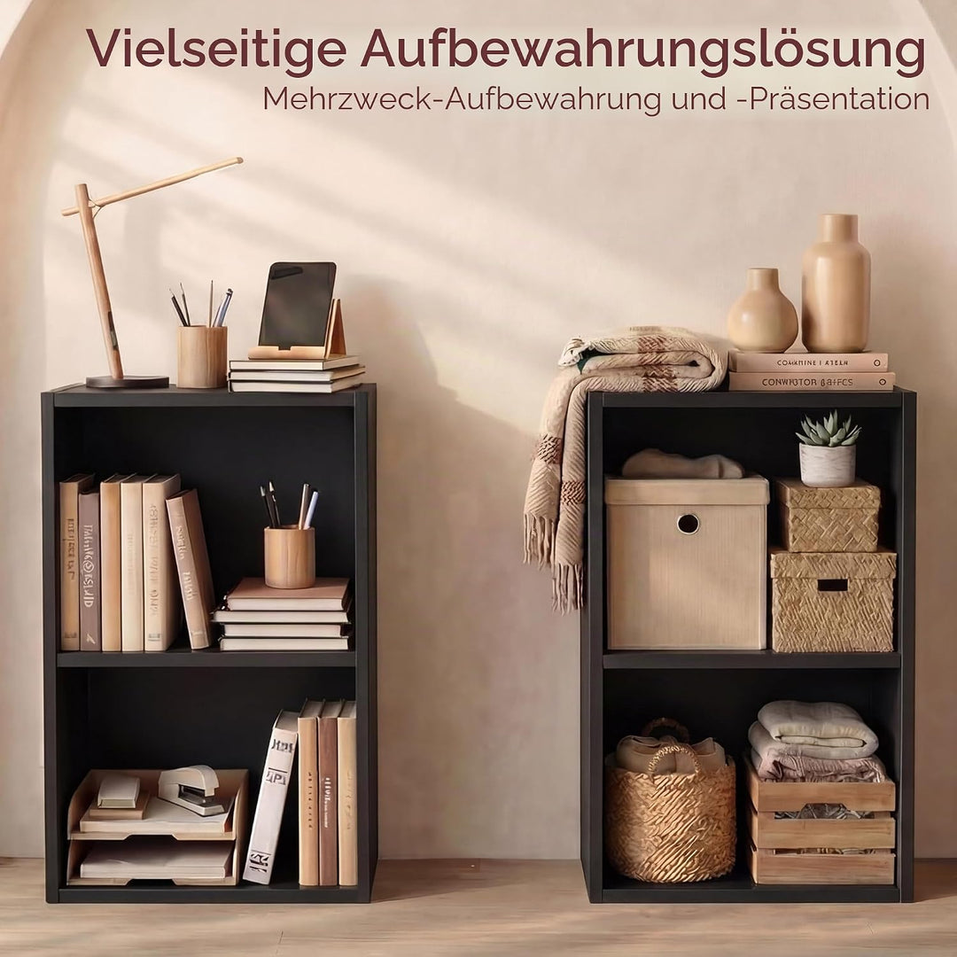 Vida Designs Oxford, mit 2 Ebenen, Bücherregal, Regal, Holz, Schwarz, für Wohnzimmer 2 Etagen Schwar