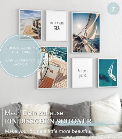 Papierschmiede® Mood Poster Set Segeln, Bilder Wohnzimmer Deko Schlafzimmer, 2x DIN A3 und 4x DIN A4