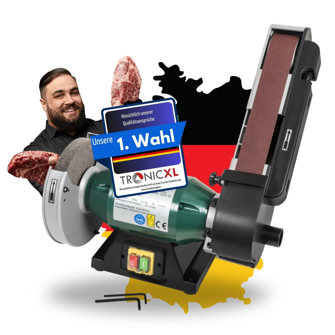 600W Kombischleifer Schleifgerät + Filzscheibe zum Polieren + Schleifband Messerschleifer Messerschä