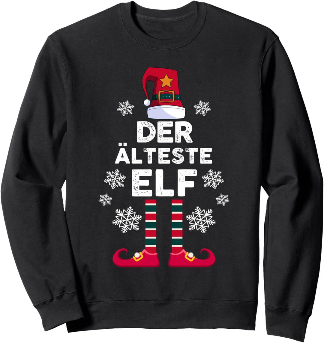 Ältester Elf Elfen Familien Weihnachts Outfit Weihnachtself Sweatshirt