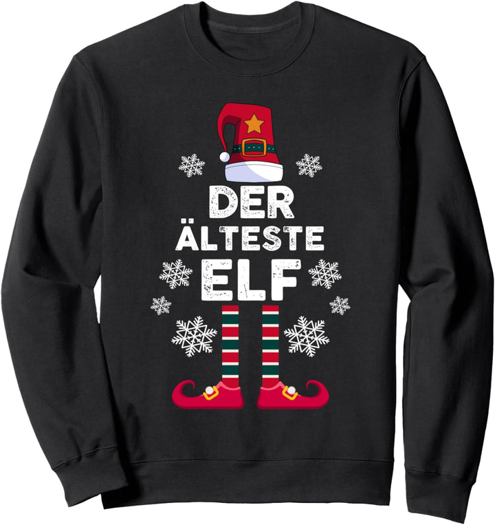 Ältester Elf Elfen Familien Weihnachts Outfit Weihnachtself Sweatshirt