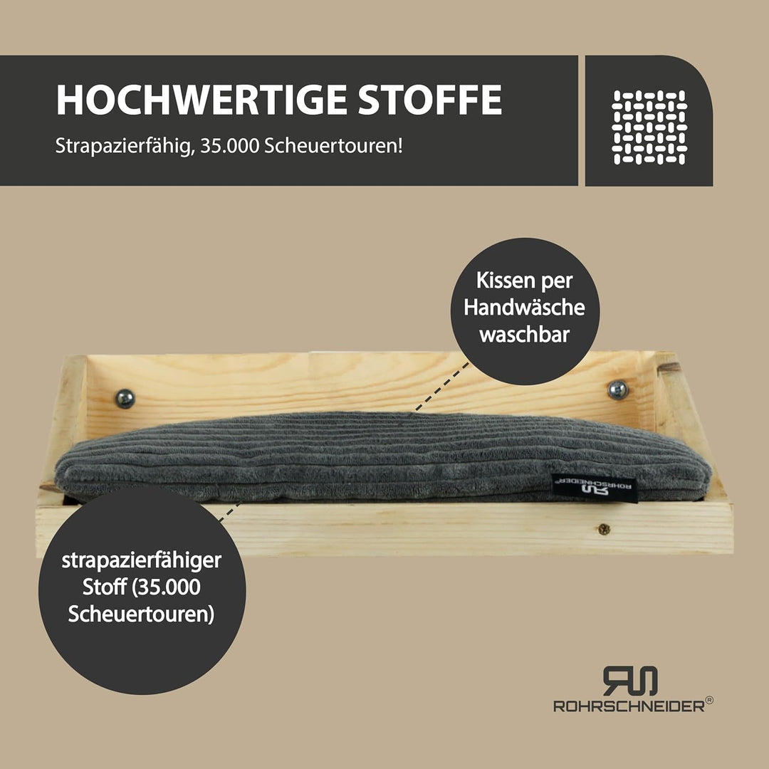 Rohrschneider Katzentreppe Wand | Made in EU | Kletterwand Katzen | aus Kiefernholz | belastbar bis