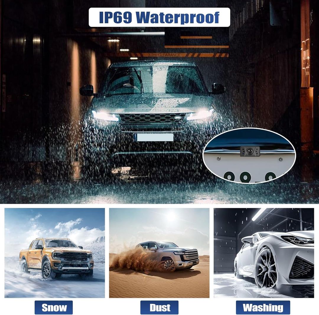 CAMECHO Rückfahrkamera Verkabelt IP68 Wasserdicht Nachtsicht Weitwinkel Kamera mit 5 Zoll Bildschirm