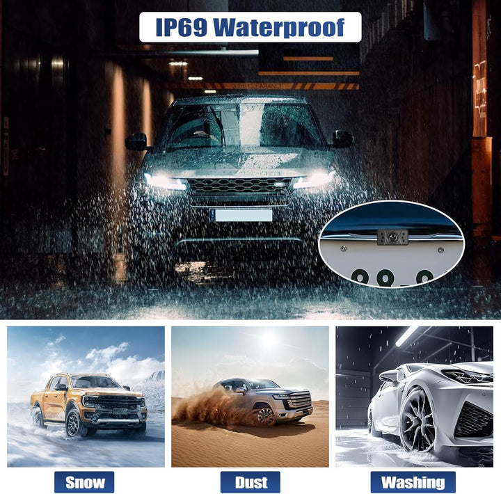 CAMECHO Rückfahrkamera Verkabelt IP68 Wasserdicht Nachtsicht Weitwinkel Kamera mit 5 Zoll Bildschirm