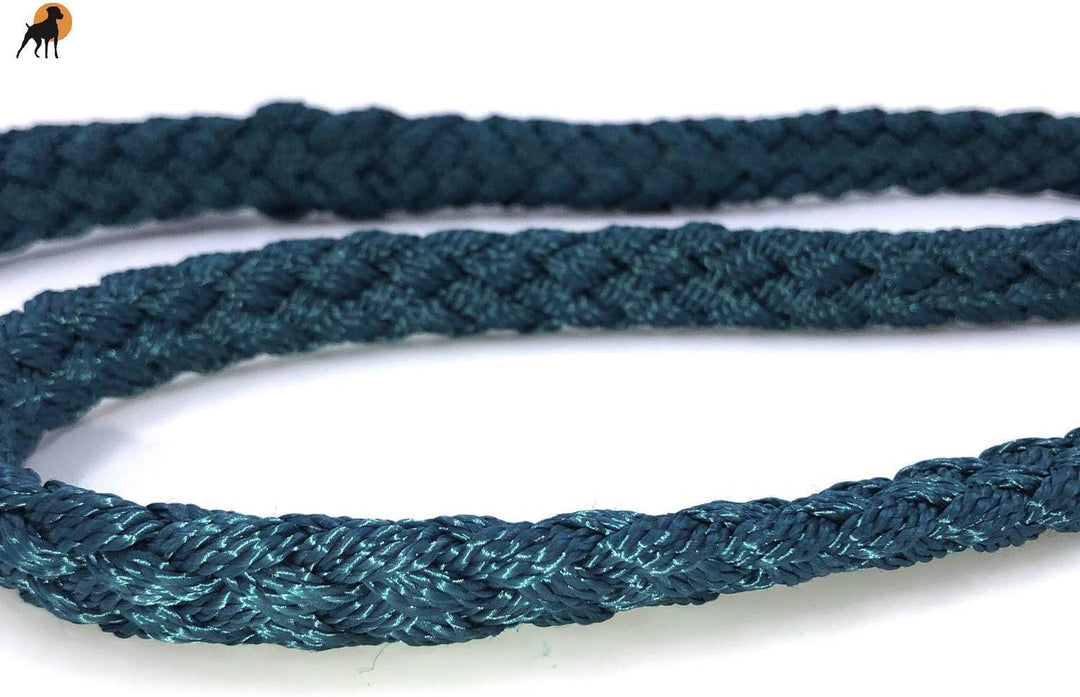 HWP Agility Leine Retrieverleine mit Halsband + Zugstop, Handgeflochten 12mm x 150cm, Petrol