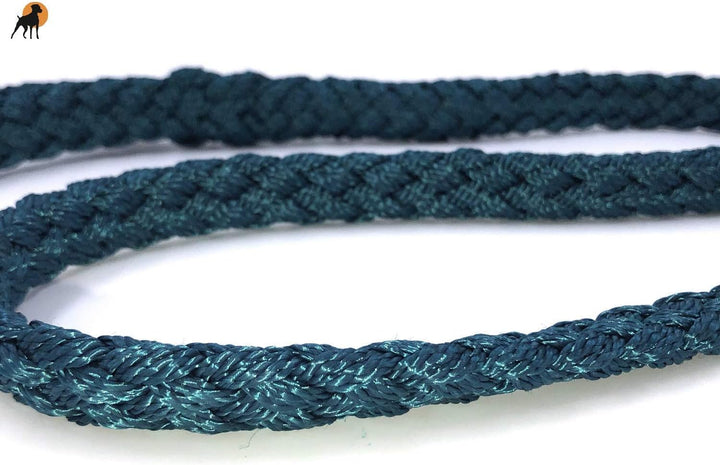 HWP Agility Leine Retrieverleine mit Halsband + Zugstop, Handgeflochten 12mm x 150cm, Petrol