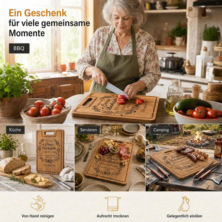 Oma Geschenke, Personalisierte XXL Schneidebrett Schneidebrett | Geschenk für Oma von Enkel, mit Gra