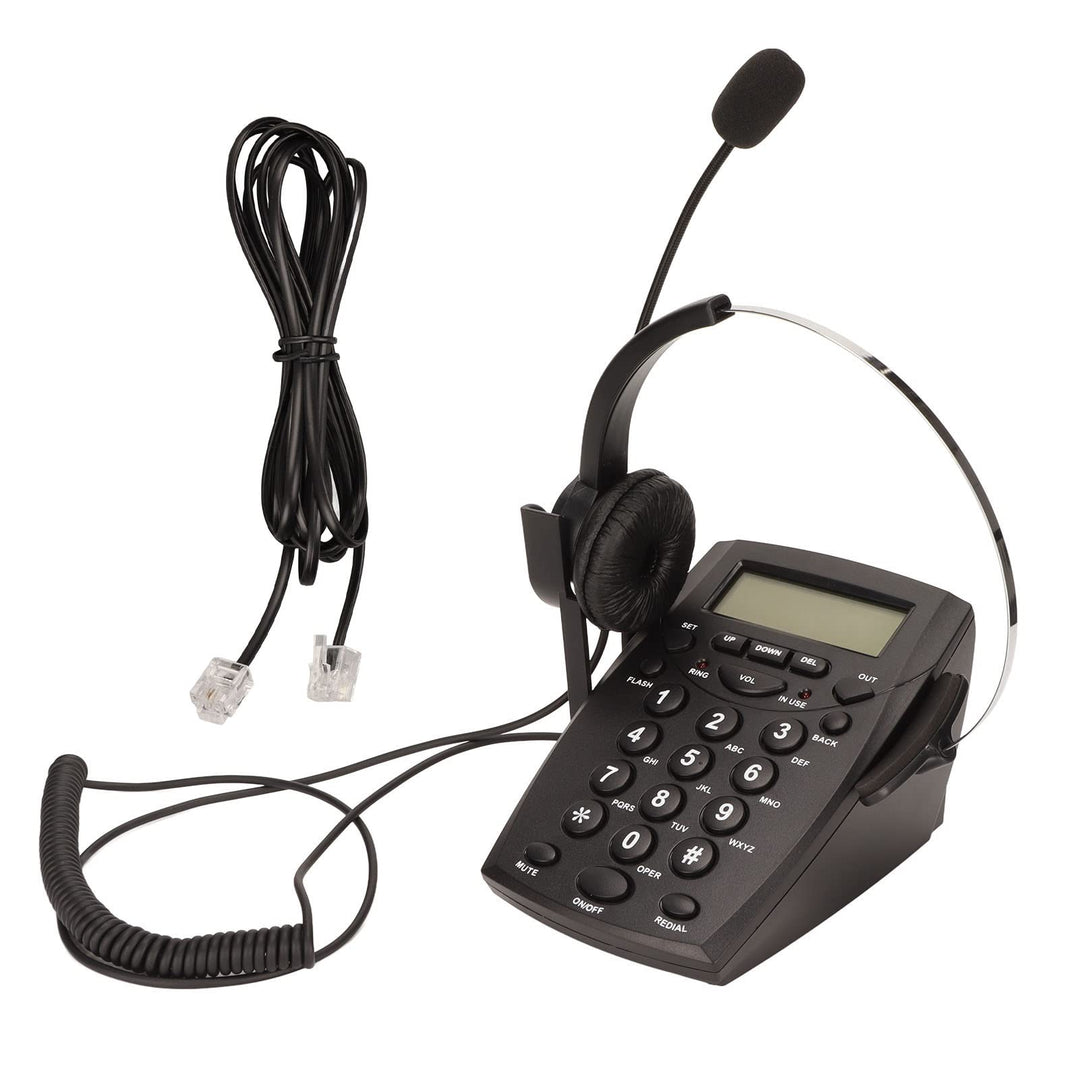 ciciglow Callcenter-Telefon, Schnurgebundenes Telefon mit Rauschunterdrückung, Headset-Mikrofon, FSK