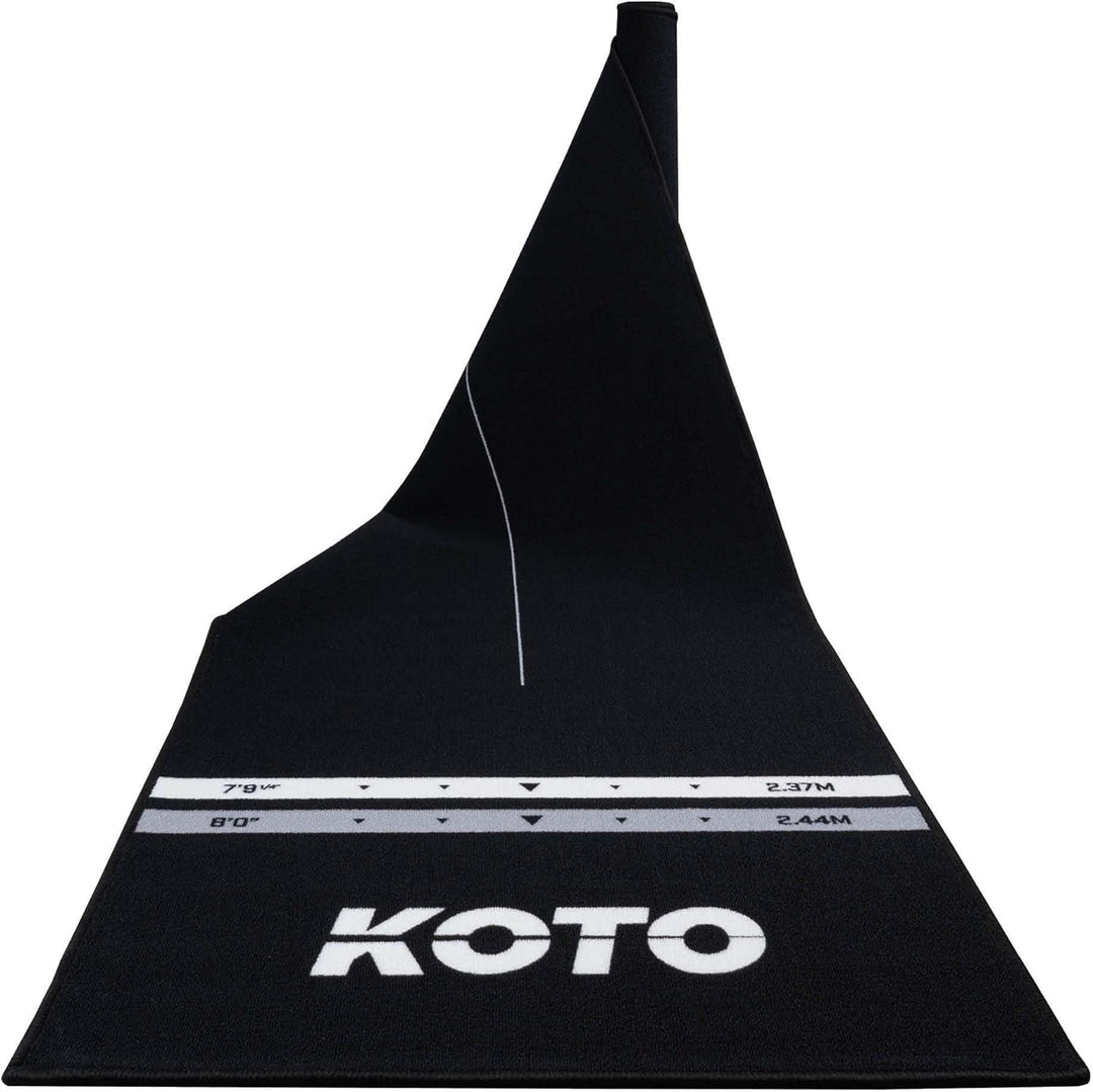 KOTO - Schwarze Teppich Dartmatte 285 x 80 cm, Gummi Dartmatte, 4 Wurfleinen, Mittellinie, & Boden u