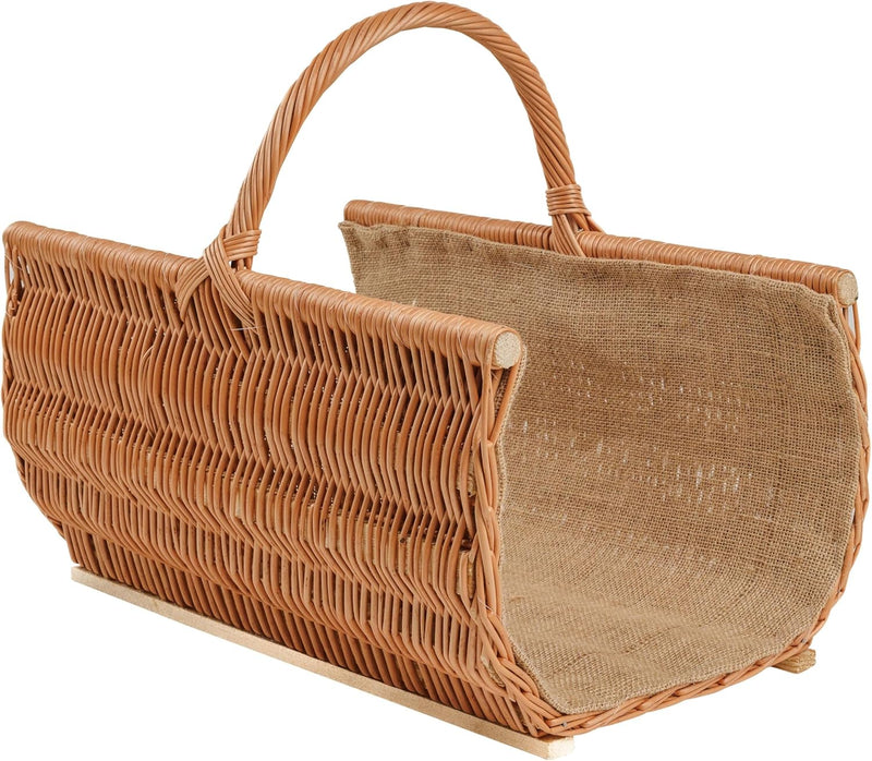 BOGATECO Weidenkorb mit Griff | Kaminkorb 50X35X25 | Handgewebt | Holzkorb mit Verstärkung 50 x 25 x
