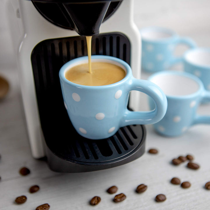 City to Cottage® - Espressotassen Set | Hellblau und Weiss | Polka Dots | Handgemacht | Keramik Gesc