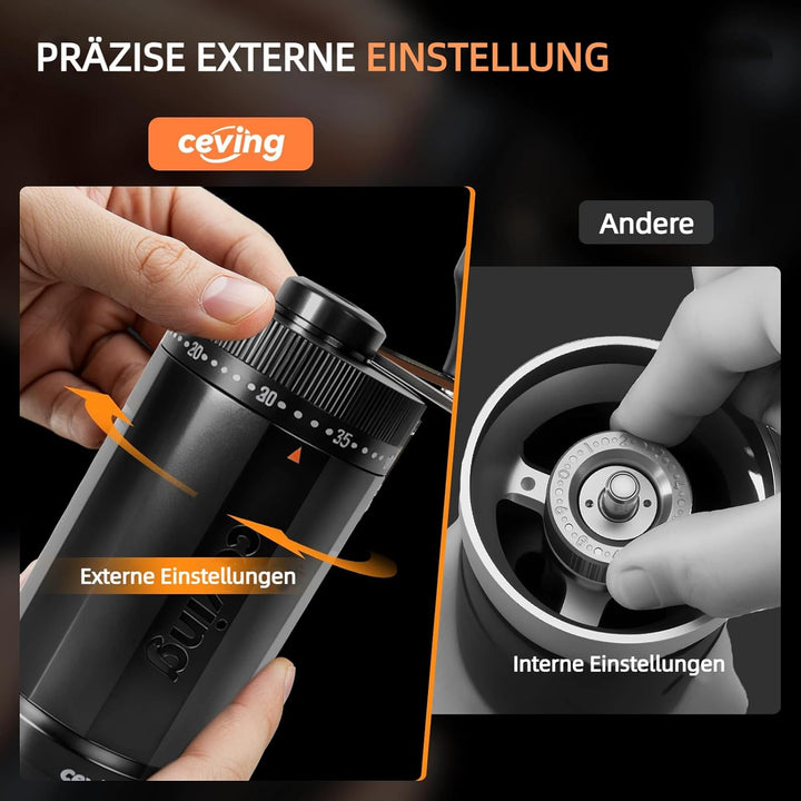 Weltweit Erster Manueller Kaffeemahlwerk Mit 60g Grosser Kapazität, Tragbare Hand-Kaffeemühle Mit 40