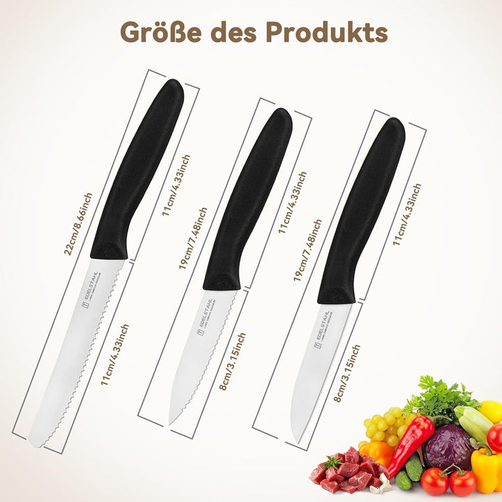 Gemüsemesser-Set,6-teilig,Multifunktionales Messer,Tomatenmesser,Ergonomischer Griff,Superscharfes K