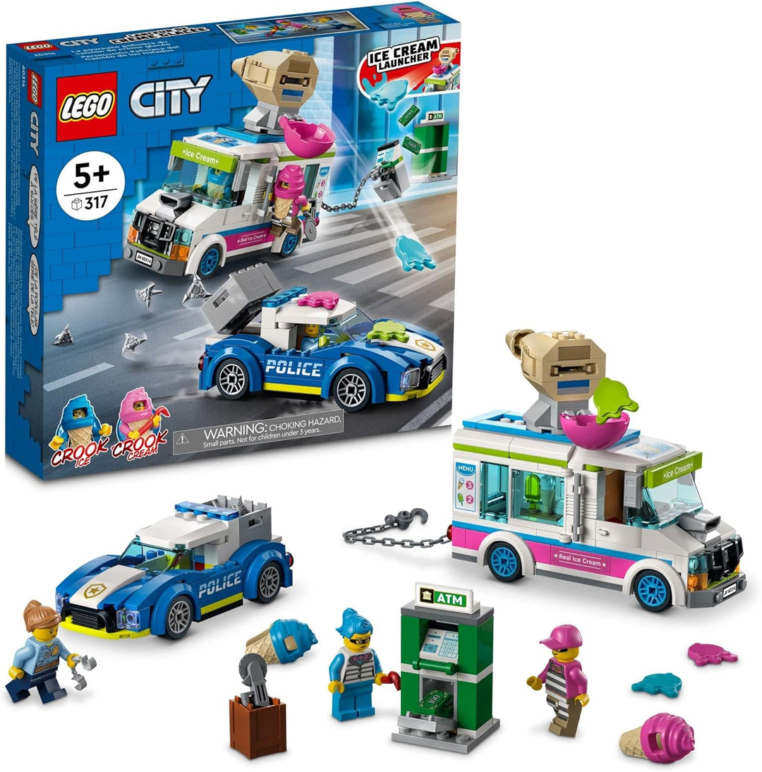 LEGO 60314 City Eiswagen-Verfolgungsjagd, Polizeiverfolgung Mit Eiskanone Und Abfangfahrzeug, Polize