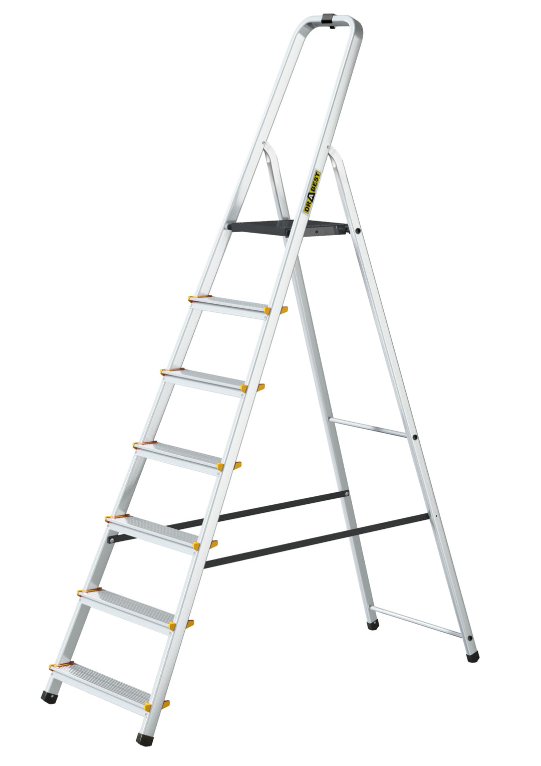 Drabest - PRO Haushaltsleiter - Stehleiter - 7 Stufen - Arbeitshöhe 3,40m - Klappleiter aus Aluminiu