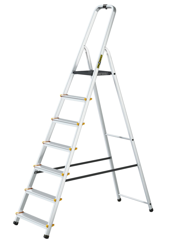 Drabest - PRO Haushaltsleiter - Stehleiter - 7 Stufen - Arbeitshöhe 3,40m - Klappleiter aus Aluminiu