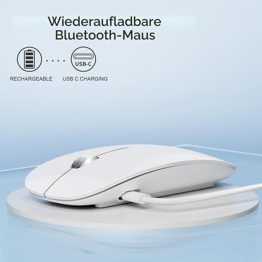 Uiosmuph U30 Bluetooth Maus Kabellose, Wiederaufladbare Leise (BT5.1+ BT5.1+ USB) Funkmaus Laptop Wi