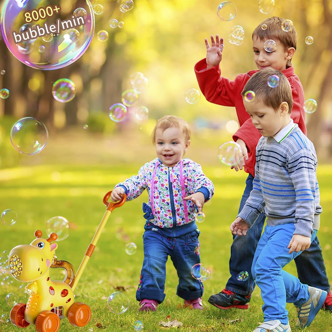 TOY PLAYER Giraffen-Bläschen-Rasenmäher für Kleinkinder, automatische Blasenmaschine für Kinder, Som