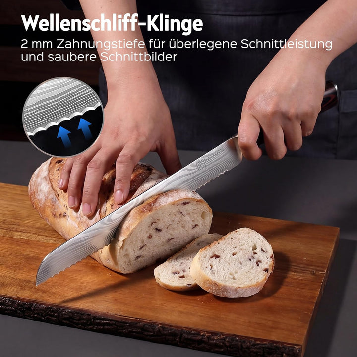 PAUDIN Brotmesser mit Wellenschliff 26 cm aus hochwertigem rostfreiem Edelstahl, extra scharfe Messe