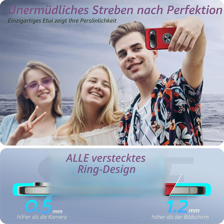 Anqrp Hiddenian Serier Hülle für Google Pixel 9/9 Pro, [Eingebetteter Ständer] [Wärmeableitung] Schw