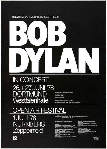 Bob Dylan and His Band - Hard Rain, Dortmund & Nürnberg 1978 » Konzertplakat/Premium Poster | Live K