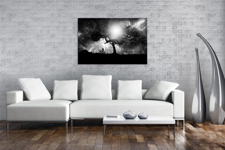 deyoli Fantasie Landschaft einsamer Baum Format: 80x60 Effekt: Schwarz&Weiss als Leinwandbild, Motiv