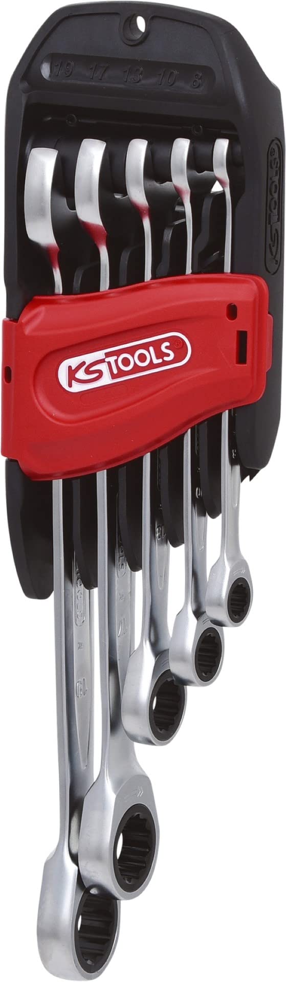 KS Tools 503.4255 GEARplus® Ratschenringmaulschlüssel-Satz, abgewinkelt, 5-tlg. 8-19mm