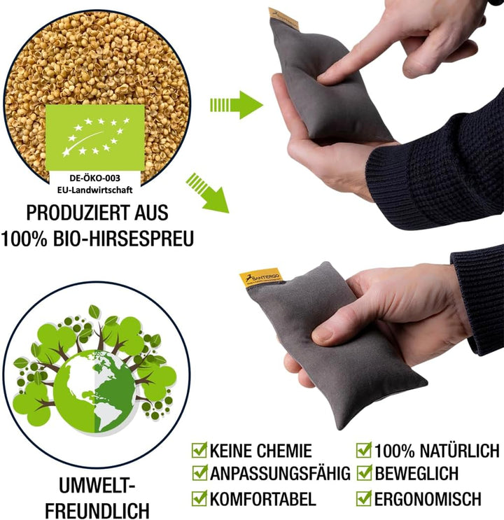 Mauspad Handgelenkauflage - ergonomische Handballenauflage aus Bio-Hirsespreu, Anti-Sehnenscheidenpr