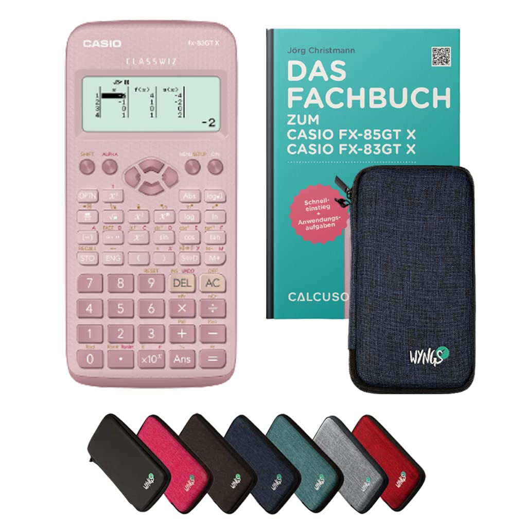 CALCUSO Standardpaket: Casio FX-83GT X technisch-wissenschaftlicher Taschenrechner + WYNGS Schutztas