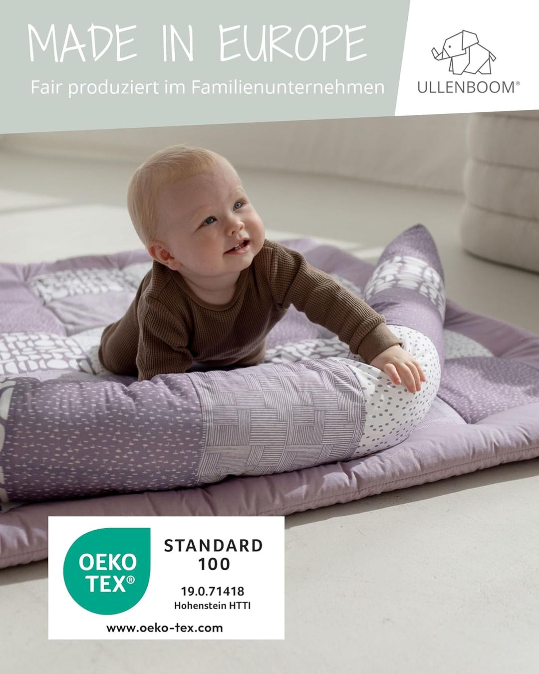 ULLENBOOM Krabbeldecke für Baby 100x100 cm - Dick und weich gepolstert Classic Flieder 100 x 100 cm,