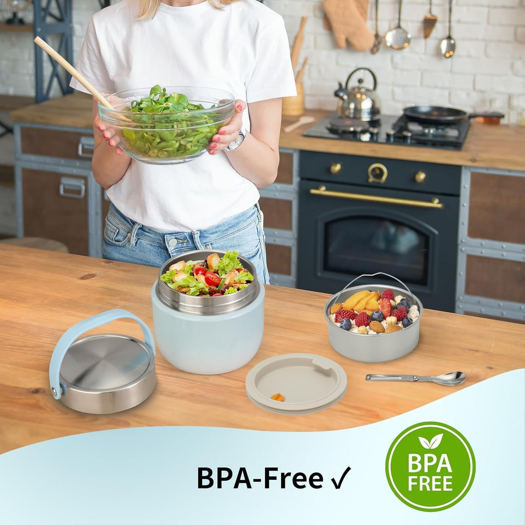 VINATO 1.2L Thermobehälter Für Essen Thermo Lunchbox Bento Box Erwachsene mit Edelstahl, Auslaufsich