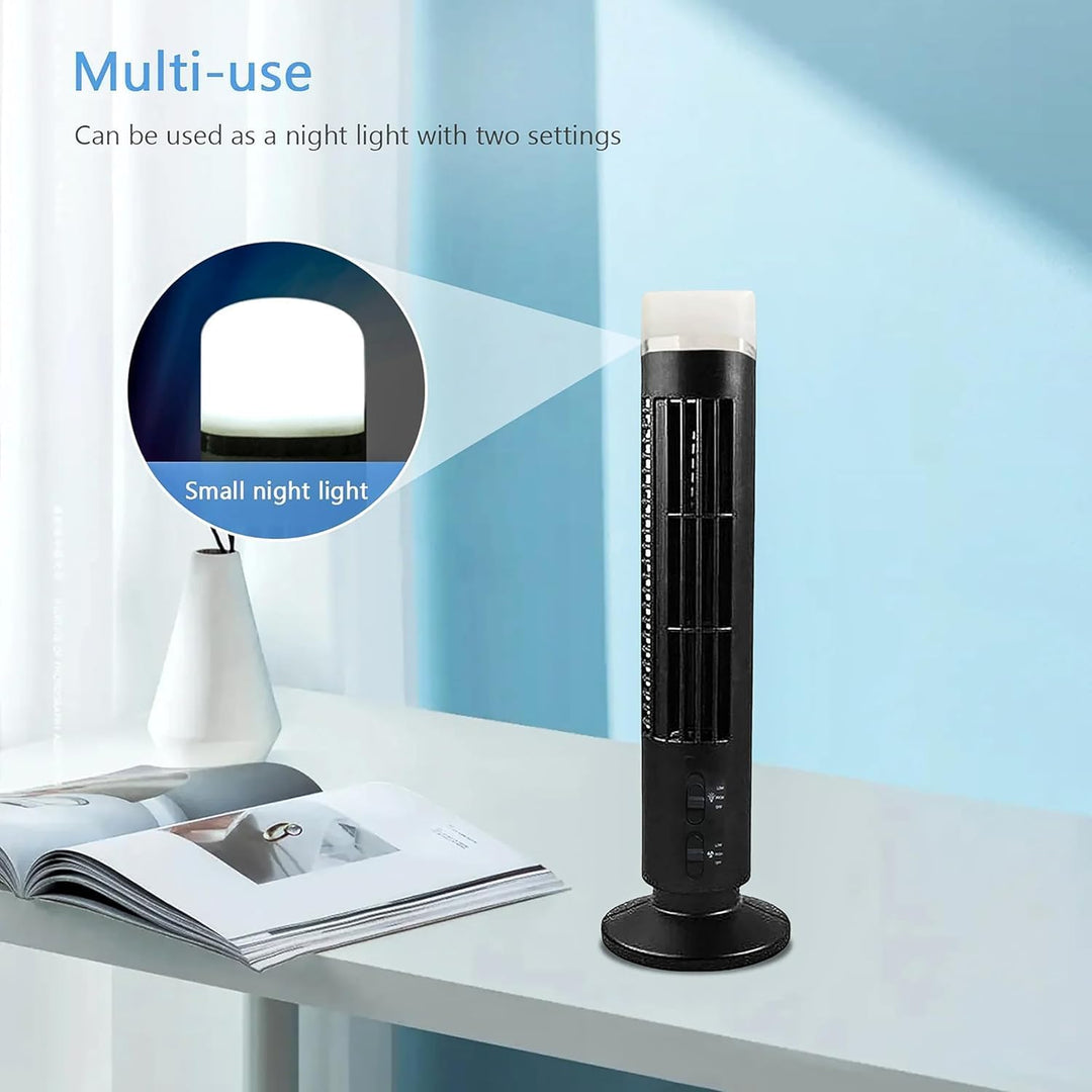 Qcwwy Turmventilator ohne Flügel, 90 Grad Oszillierend, 34 DB, Leise, Tragbarer USB-Tischventilator,