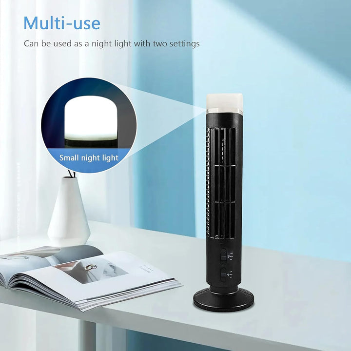Qcwwy Turmventilator ohne Flügel, 90 Grad Oszillierend, 34 DB, Leise, Tragbarer USB-Tischventilator,
