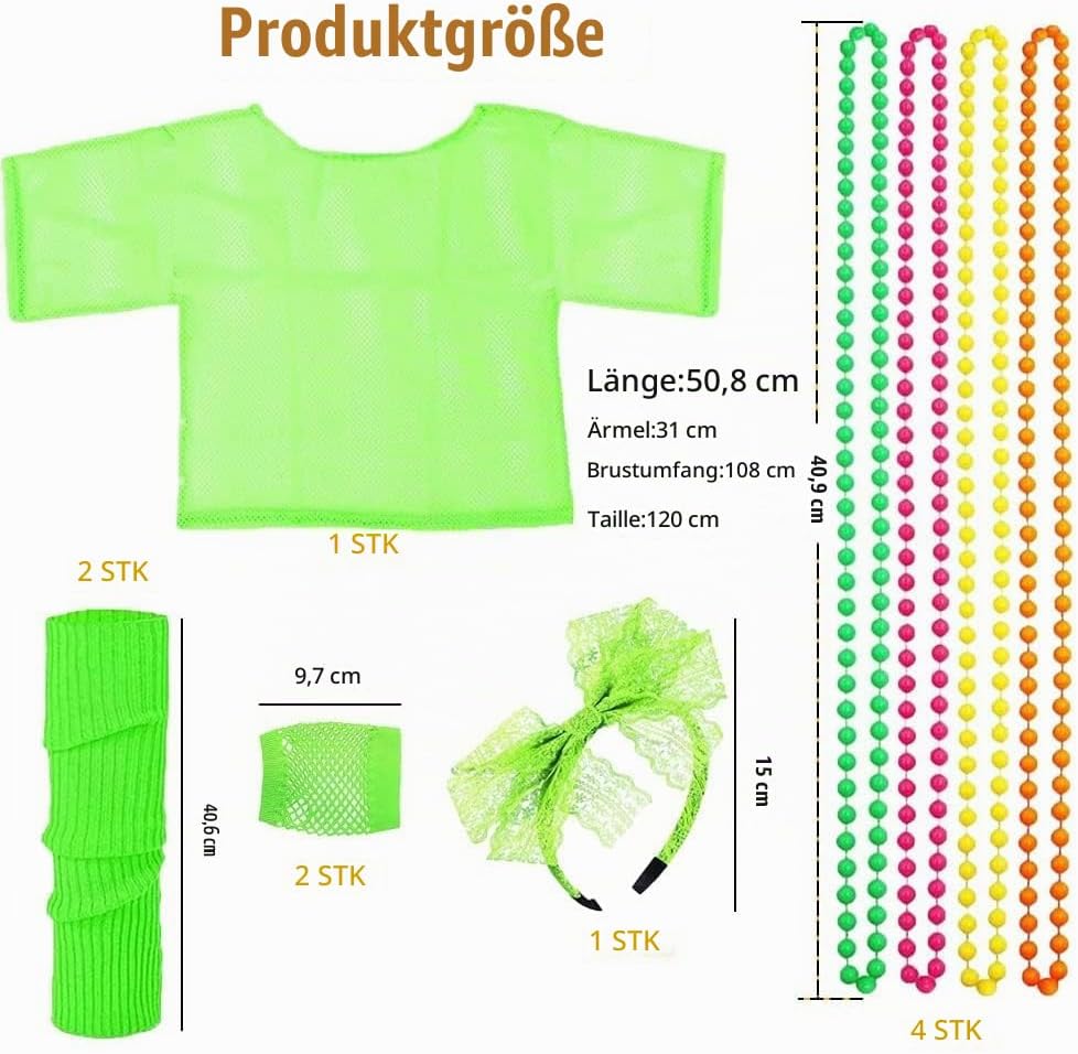 80 Jahre Kostüm Zubehör Set,80er Jahre Outfit Damen,80er Jahre Accessoires Damen,80er Kostüm Accesso