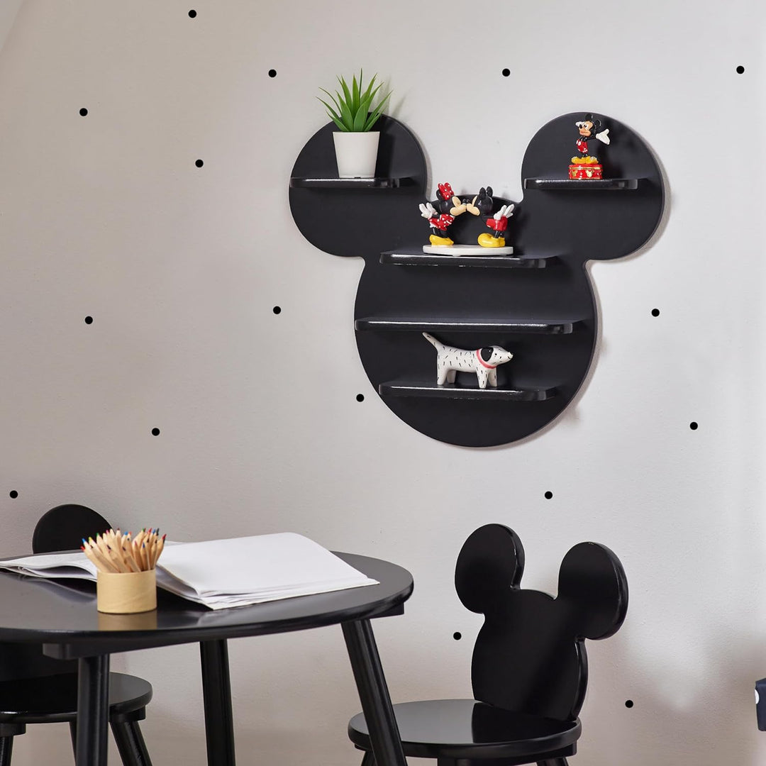 Disney Mickey Wall Shelf, 5 Storage Shelves, Black Finish, 50cmW X 8cmD X 43cmH Mickey Mouse Schwarz