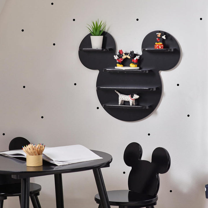 Disney Mickey Wall Shelf, 5 Storage Shelves, Black Finish, 50cmW X 8cmD X 43cmH Mickey Mouse Schwarz