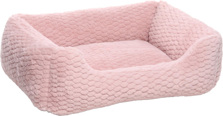 hundebett - katzenbett - rechteckig rosa - 65 x 50 x 20 cm - Plüsch - Polyesterfüllung - Abnehmbarer