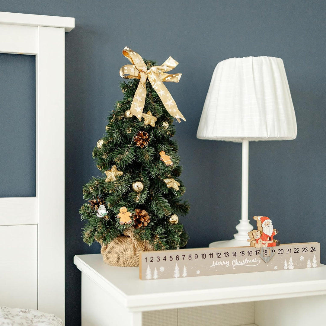 Creative Home Weihnachtsbaum Geschmückt Gold | Höhe 40 cm | Künstlicher Weihnachtsbaum klein Tannenb